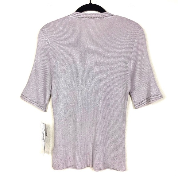NWT Peter Nygard Metallic Button-Front Knit Top S - Picture 4 of 7